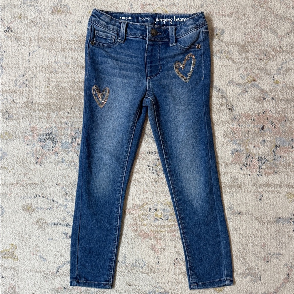 Jumping Beans Dark Blue girls Skinny Jeans with Heart Details